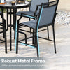 2 PCS Outdoor Patio Chair Fabric Bar Stool Metal Frame Counter Height Chairs