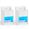 2pcs White Bedside Tables with LED Cabinets 2 Drawers Nightstand Modern Bedroom