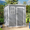 Grey Large Plastic Garden Shed Outdoor Storage Shed w/ Door and Window 181x183cm