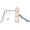 Playhouse with Slide Swing Rockwall Solid Wood Pine P2W1