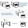 2Pcs Nesting Coffee Tables Set Square Stacking Side Tables Marble-Look White