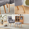 Lazy Single Sofa Couch 5 Adjustable Cotton Linen Fabric With Headreat+Ottman