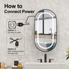 Oval Bathroom Mirror Cabinet w/ Shelf Wall Mounted For Bathroom Storage Black