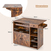 Kitchen Island Storage Trolley Rolling Cart Cupboard with Wine Rack & 2 Doors