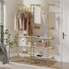 Industrial Pipe Clothes Rack Wall Rod Hanging Rail Open Wardrobe W/ Shelf