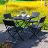 Square Garden Plastic Patio Dining Table & Folding Chairs Outdoor Furniture Set