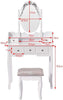 Dressing Table 5 Drawer Makeup Desk Dresser w/Mirror and Stool Bedroom White