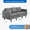 3-Seater Sofa 189CM For Living Room Fabric Upholstered Couch, Light Grey