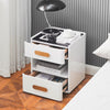 Wireless Charging Bedside Cabinets High Gloss with Adjustable LED Light 2 Drawer