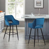 2 x Velvet Bar Stools Metal Leg Padded Seat Breakfast Stools Kitchen Chair New