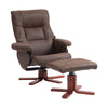 Recliner Chair with Footstool & Adjustable Backrest Upholstered Armchair, Brown