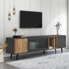 TV Stand Cabinet Unit Modern Glass Door Entertainment Living Room Furniture
