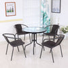 Round Glass Dining Table Patio Bistro Garden Balcony Coffee Table Metal Frame