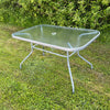 Garden Table Glass Top Patio Metal Frame Rectangle Large Outdoor Dining