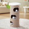 3-Story Cat Tower, 100cm, Wooden Cat House Cosy Bed Soft Cushions Scratch Pad