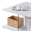 White High Gloss Coffee Table With Glass Shelf Living Room End of Sofa Table