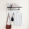 Wall Mounted Coat Rack Panel with Rail & 3 Hooks, Hallway Entryway White
