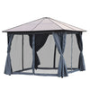 3x3(m) Polycarbonate Hardtop Gazebo Canopy w/ Aluminium Frame Netting & Curtains