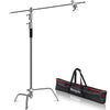 2PC Heavy Duty 10ft C Stand Light Tripod Base 50" Boom Arm Grip Head 1/4" 3/8"