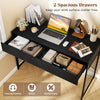 Compact Writing Desk with Heavy-Duty Metal Frame-Black