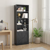 Wooden Bookcase Bookshelf 6FT Tall Storage Display Shelves Stand 2-Door Cabinet