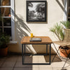 Set of 2 Nesting Coffee Table Wood Grain Top Industrial End Table Center Table