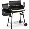Charcoal Grill Offset Smoker with Cove,Barrel Charcoal Grill with Side Table