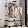 Metal Open Wardrobe Double Clothes Rail Rack Garment Hanging Stand Storage Shelf