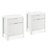 Bedside Table Ribbed Bedroom 2 Draw Office Nightstand Living Room Unit