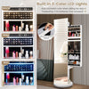 360° Swivel Jewelry Cabinet Armoire Freestanding Full Length Mirror w/ Storage