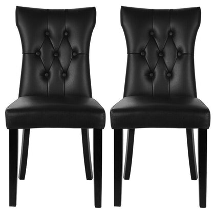 Modern Faux Leather Black Dining Chairs Set of 2/4 Kitchen Padded Seat High Back