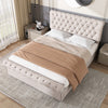 Double Ottoman Bed Frame, 4ft6 Gas Lift Storage Bed with Headboard Velvet Fabric