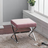 Velveteen Pouffe Chairs X-Shape Legs Footrest Ottoman Vanity Dressing Seat Stool