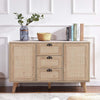 Rattan Cabinet Sideboard Buffet Storage Cabinet with Doors Drawers Living Room