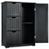 Bathroom Floor Cabinet Storage Cupboard Organizer W/Adjustable Shelf & 3 Drawers