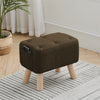 Linen Footstool Footrest Ottoman Pouffe Padded Rectangle Seat Chair w/ Wood Legs