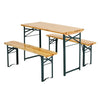 3pcs Garden Folding Table Chair Set Beer Table Wooden Bench Trestle Dining Seat