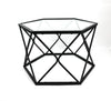 Hexagon Glass Table with Black Metal Frame Centre Coffee Tables for Living Room