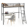 95CM Single Steel Loft Bed Space-Saving Bed Frame High Sleeper Bunk Bed Black