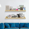 Set of 2 Wooden Floating Shelves Kids Bookshelf Wall Mounted Picture Ledge Shelf