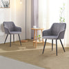 2 X Grey Velvet Dining Chairs Metal Legs Armchair Office Chairs Lounge Kitchen