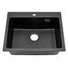 Ultra deep Undermount Quartz Stone Kitchen Sink with Strainer Basin Matt Black