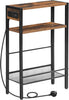 HOOBRO Slim Side Table with Charging Station Narrow End Table Bedside Table