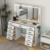 Dressing Table and Stool set 11 Drawer Makeup Table with Glass Top Vanity Desk