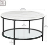 Coffee Table, Living Room Table, Sofa Cocktail Table Faux Marble Round Glass