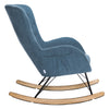 High Back Rocking Armchair Sofa Velvet Linen Solid Wood Swing Lounge Chair Seat