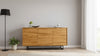 140cm Sideboard Oak Matt | Modern Storage Cabinet | Push to Open | Metal Legs