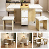 Drop Leaf Table & Stools Foldable Dining Set with Storage, 120x80cm, Oak+White