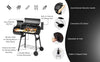 57cm Charcoal Grill BBQ with Thermometer, Stand Wheels& Cooker with Porcelain