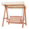 A Frame Wood Porch Swing Outdoor Garden 2-Seat Swing Bench w/ Canopy & Cushions